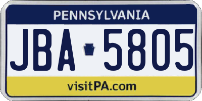 PA license plate JBA5805