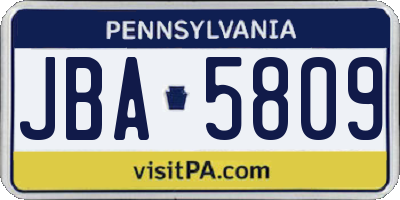 PA license plate JBA5809