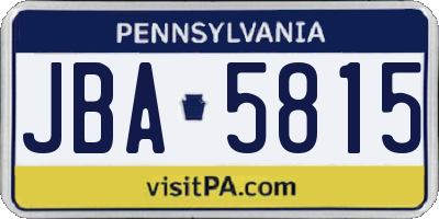 PA license plate JBA5815