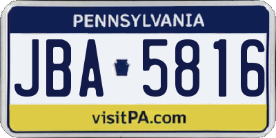PA license plate JBA5816