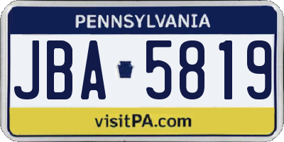 PA license plate JBA5819