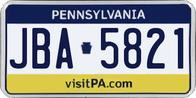 PA license plate JBA5821