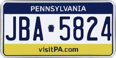 PA license plate JBA5824