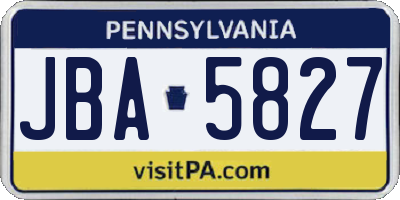 PA license plate JBA5827