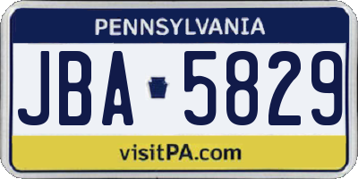 PA license plate JBA5829