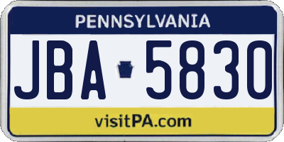 PA license plate JBA5830
