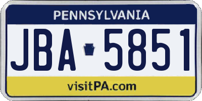 PA license plate JBA5851