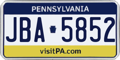 PA license plate JBA5852