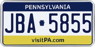 PA license plate JBA5855