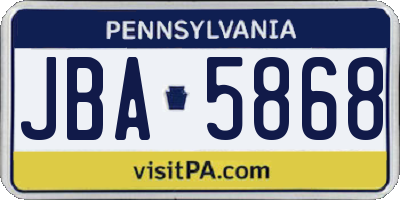PA license plate JBA5868