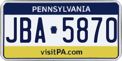 PA license plate JBA5870