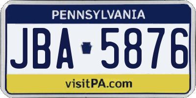 PA license plate JBA5876
