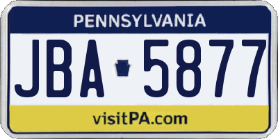 PA license plate JBA5877