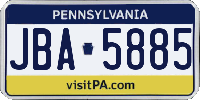 PA license plate JBA5885