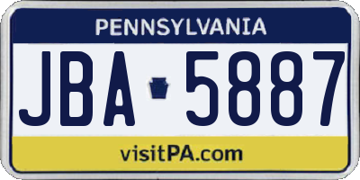 PA license plate JBA5887