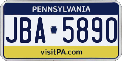 PA license plate JBA5890