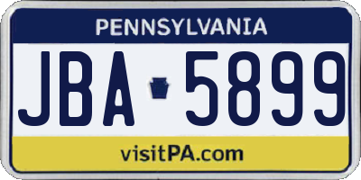 PA license plate JBA5899