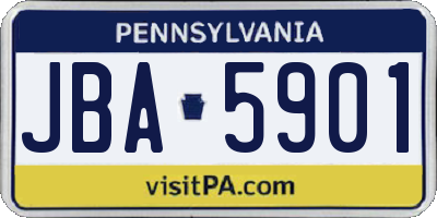 PA license plate JBA5901