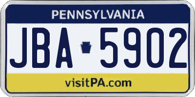 PA license plate JBA5902