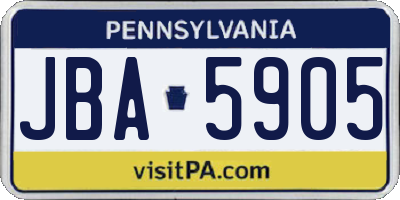 PA license plate JBA5905