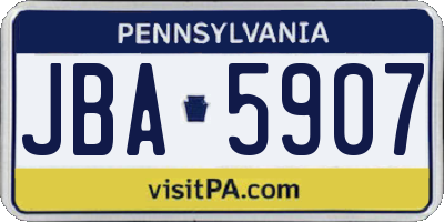 PA license plate JBA5907