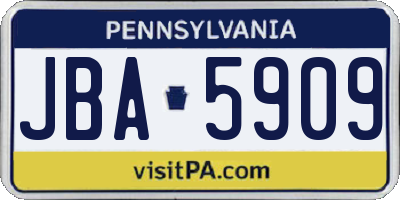 PA license plate JBA5909