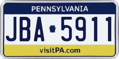 PA license plate JBA5911