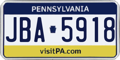 PA license plate JBA5918