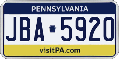 PA license plate JBA5920