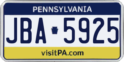 PA license plate JBA5925