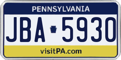 PA license plate JBA5930