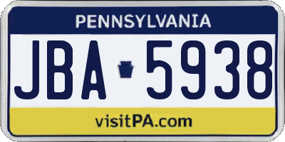 PA license plate JBA5938