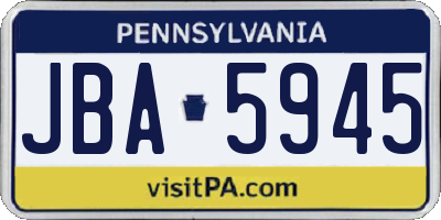 PA license plate JBA5945