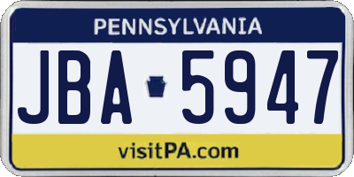 PA license plate JBA5947