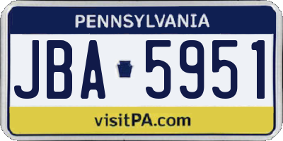 PA license plate JBA5951