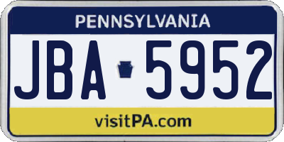 PA license plate JBA5952