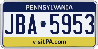 PA license plate JBA5953
