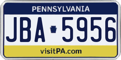 PA license plate JBA5956