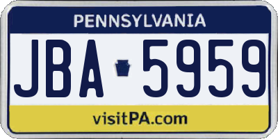 PA license plate JBA5959