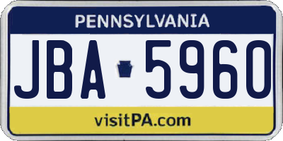 PA license plate JBA5960