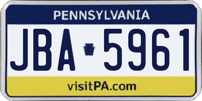 PA license plate JBA5961