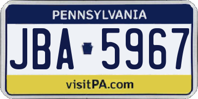 PA license plate JBA5967