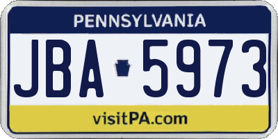 PA license plate JBA5973