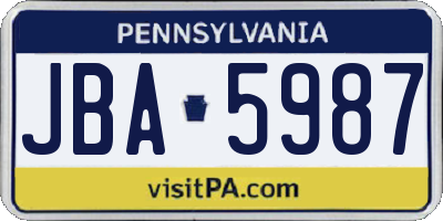 PA license plate JBA5987