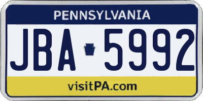 PA license plate JBA5992