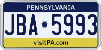 PA license plate JBA5993