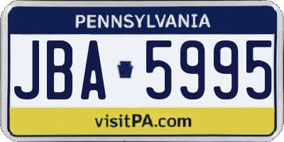 PA license plate JBA5995