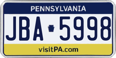 PA license plate JBA5998