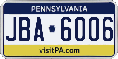 PA license plate JBA6006