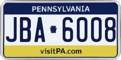 PA license plate JBA6008